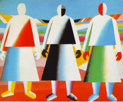 Girls in the Field, 1928-32. Oil on canvas. 106 x 125 cm. From: http://www.wikipaintings.org/en/kazimir-malevich/girls-in-the-fields-1932.